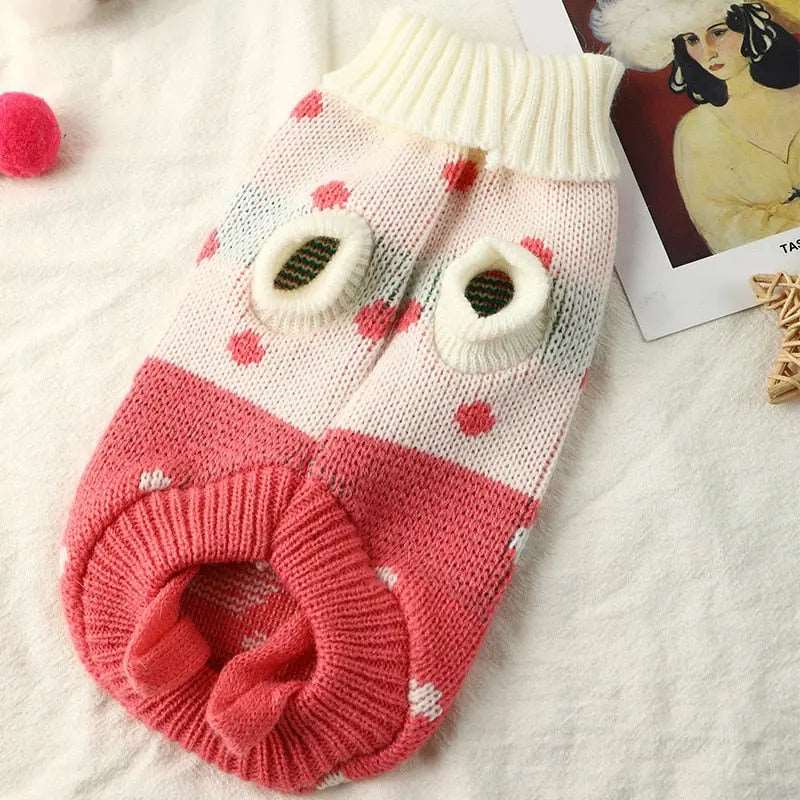 Blue With One Heart Cat Kitten Sweater Winter Warm Clothes For Small Medium Dogs Coat Pet Outfit