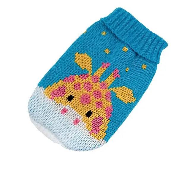 Light Blue Deer Cat Kitten Sweater Winter Warm Clothes For Small Medium Dogs Coat Pet Outfit