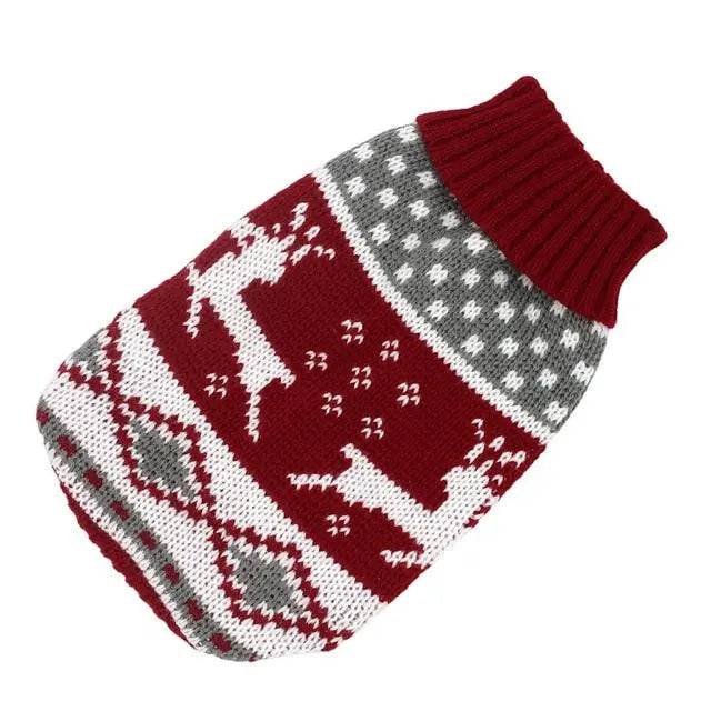 Wine Red Deer Cat Kitten Sweater Winter Warm Clothes For Small Medium Dogs Coat Pet Outfit